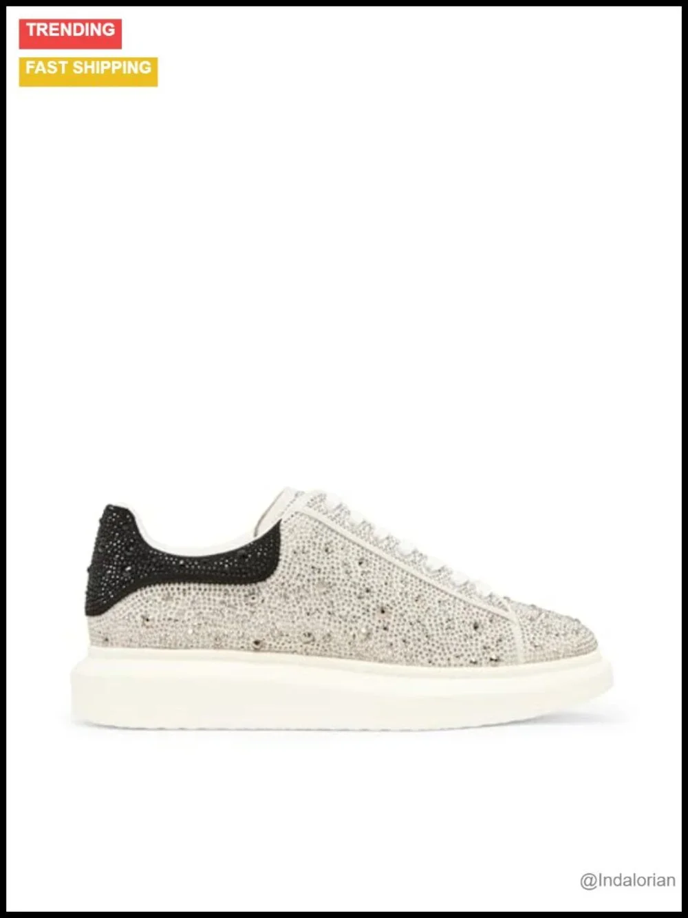 Rhinestone Fashion Sneakers Lace-Up Low Top